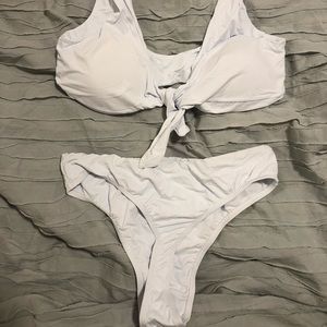 White tie front high waisted cheeky bikini